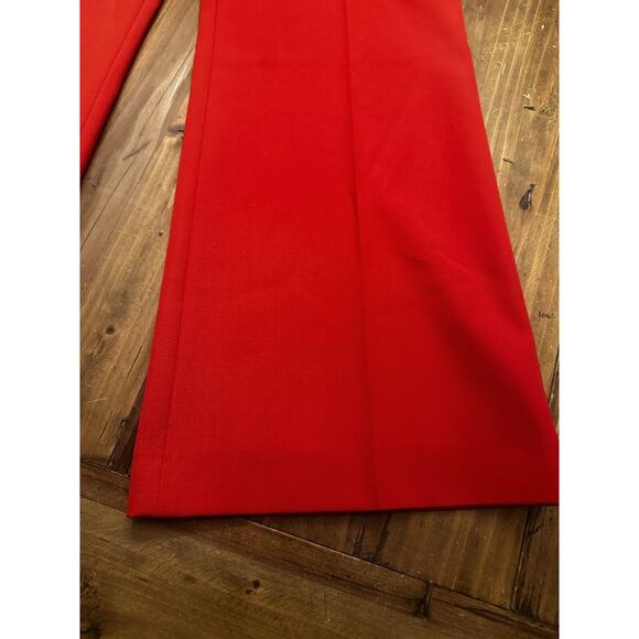 Proenza Schouler Size 6 Red Wool Blend Stretch Wide Leg Pants Pockets Luxury - Picture 2 of 16